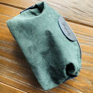 Temperley London Green Suede Cosmetic Toiletries Bag